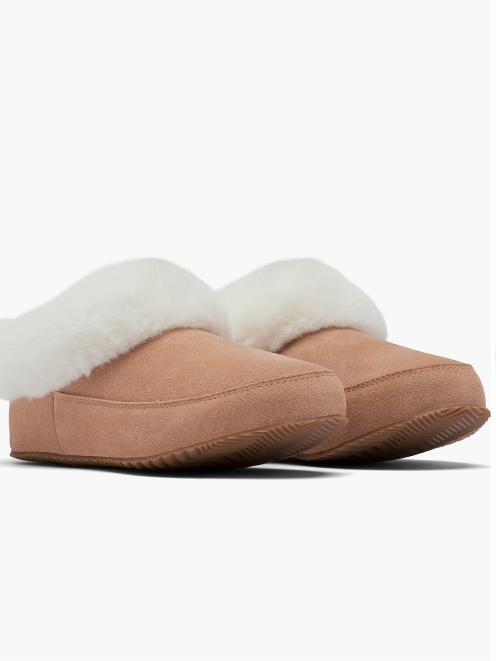 Sorel Go Coffee Run Cream Faux Fur Suede Slippers ladies size 10 NEW